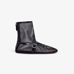 FISHNET HIGH BALLET FLATS BLACK