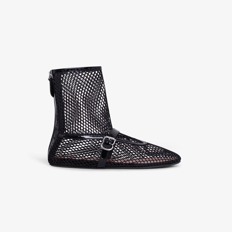 FISHNET HIGH BALLET FLATS BLACK