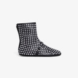 HIGH BALLET FLATS IN STRASS LAMBSKIN BLACK
