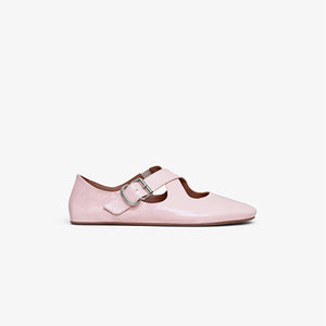 CRISS CROSS BALLET FLATS IN PATENT CALFSKIN PINK