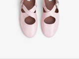 CRISS CROSS BALLET FLATS IN PATENT CALFSKIN PINK