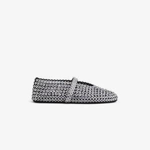 BALLET FLATS IN GLASS EYELET SUEDE GOATSKIN