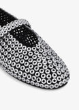 BALLET FLATS IN GLASS EYELET SUEDE GOATSKIN