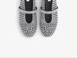 BALLET FLATS IN GLASS EYELET SUEDE GOATSKIN