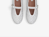strass lambskin ballet flats