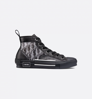 B23 High-Top Sneaker Black and White   Oblique Canvas with Black Calfskin