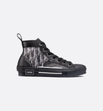 B23 High-Top Sneaker Black and White   Oblique Canvas with Black Calfskin