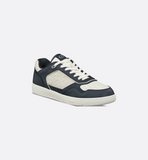 B27 Uptown Low-Top Sneaker Navy Blue and White Grained Calfskin