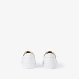 Check and Leather Sneakers Optic white