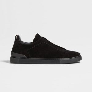 Men's Black Suede Triple Stitch Sneakers