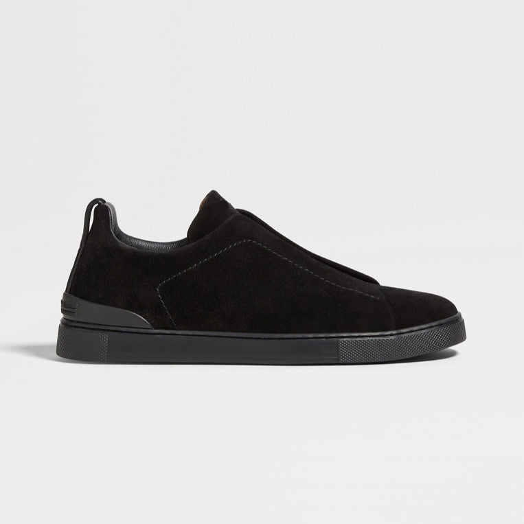 Men's Black Suede Triple Stitch Sneakers
