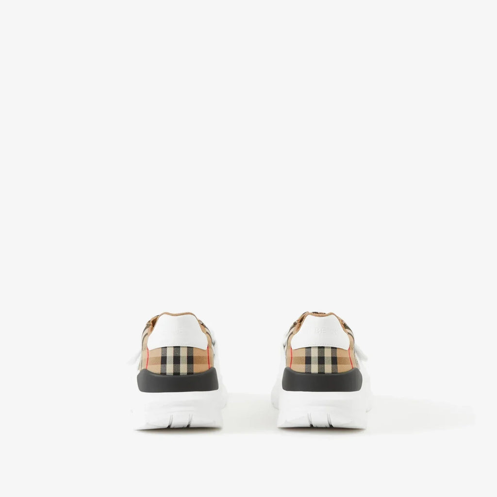 Check and Leather Sneakers