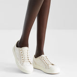 Male Female Domino White fabric low-tops