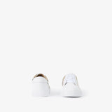 Check and Leather Sneakers Optic white