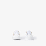 Check and Leather Sneakers Optic white