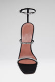 Gilda Sandal Black Satin and White Crystals