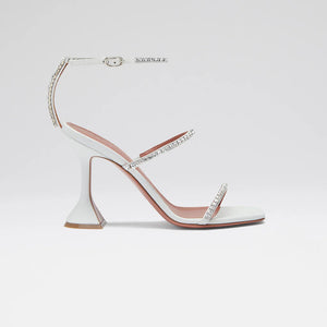 Gilda Sandal White Nappa and White Crystals