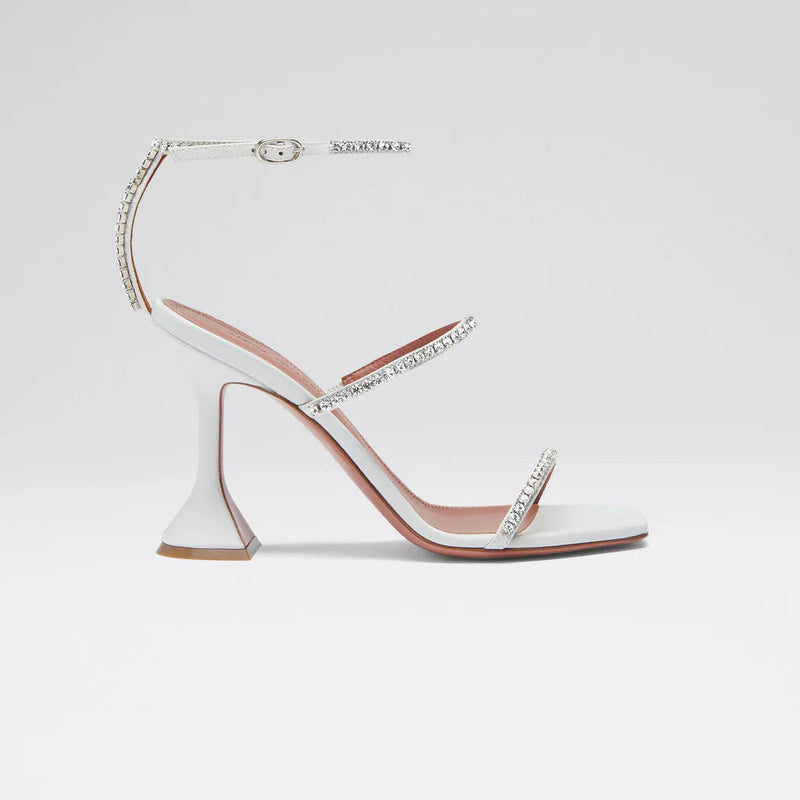 Gilda Sandal White Nappa and White Crystals