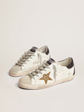 Women Super-Star in nappa leather with gold glitter star and black glitter heel tab