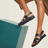 Male Female Genius sandal noir Techno-sandal in calfskin
