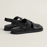 Male Female Genius sandal noir Techno-sandal in calfskin