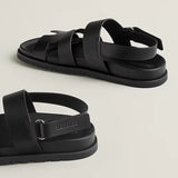 Male Female Genius sandal noir Techno-sandal in calfskin