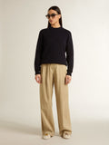 Women's True-Star in white nappa leather with gold star and beige suede heel tab