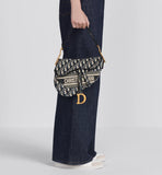 Saddle Bag Blue Oblique Embroidery
