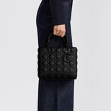 Medium Lady Bag Black Ultramatte Cannage Calfskin