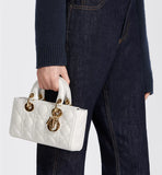 Small Lady Bag Latte Cannage Lambskin