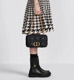 Medium Caro Bag Black Quilted Macrocannage Calfskin