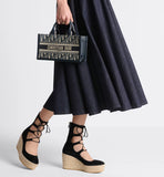 East-West Book Tote with Strap Blue Dior Oblique