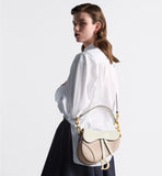 Saddle Bag with Strap Two-Tone Latte and Trench