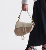 Saddle Bag with Strap Two-Tone Latte and Trench