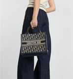 Small Book Tote BlueOblique Embroidery and