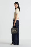 Small Book Tote BlueOblique Embroidery and