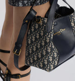 Small Signature Bucket Bag Blue Dior Oblique Jacquard