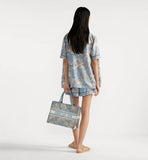 Medium Book Tote Celestial Blue and White Toile de