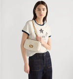 Small Soft Caro Bag Latte Macrocannage Lambskin