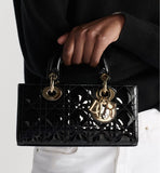 Small Lady Bag Black Patent Cannage Calfskin