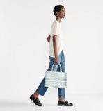 Medium Book Tote White and Celestial Blue Toile de