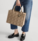Medium Book Tote Powder Beige Macrocannage