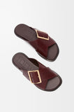 Petal Belt flat sandal in vegetable-tanned calfskin