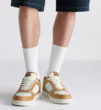 B27 Uptown Low-Top Sneaker Cognac and White Grained Calfskin