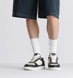 B27 Uptown Low-Top Sneaker Navy Blue and White Grained Calfskin