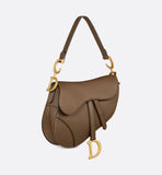 Saddle Bag with Strap Tobacco Brown Grained Calfskin