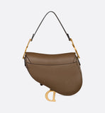 Saddle Bag with Strap Tobacco Brown Grained Calfskin