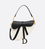 Saddle Bag with Strap Two-Tone Latte and Black