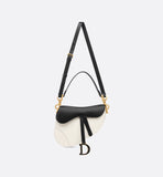 Saddle Bag with Strap Two-Tone Latte and Black