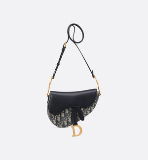 Mini Soft Saddle Bag with Strap Blue Oblique Jacquard